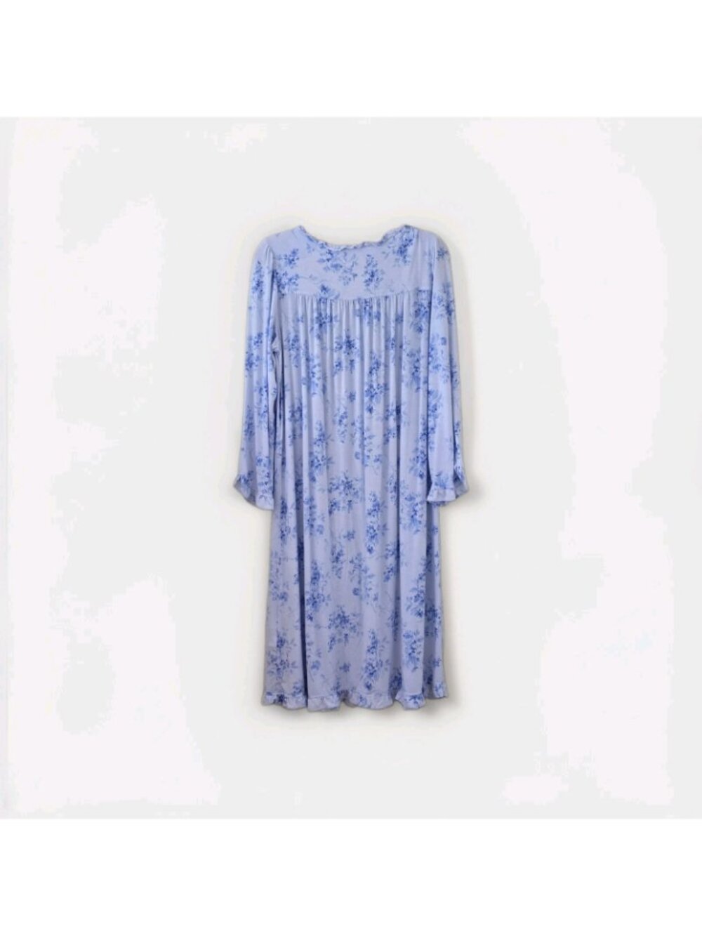 Eileen West Modal Nightgown M Blue Floral Lace Trim Ruffle Sleepwear Trad Wife - Picture 3 of 15